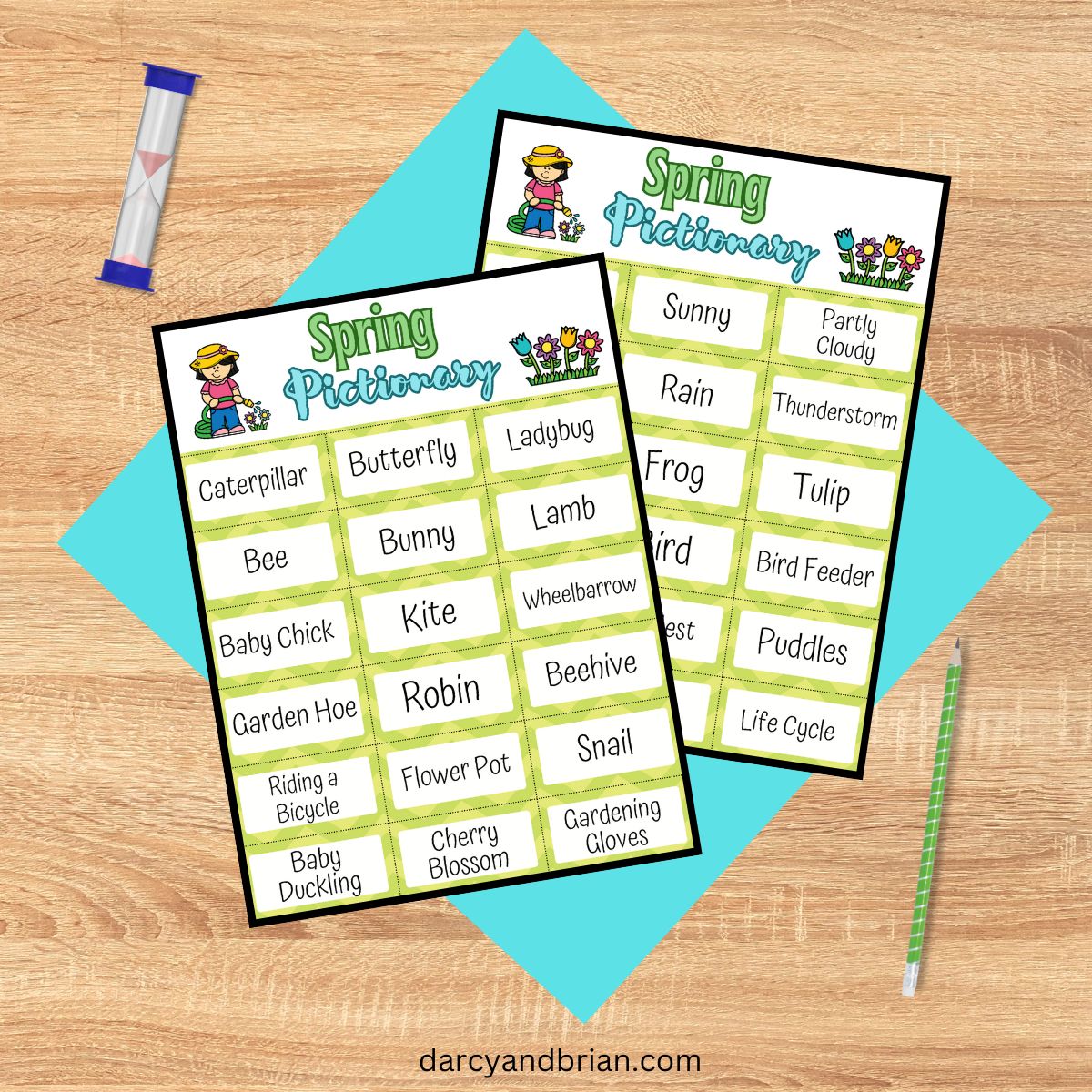 Free Printable Spring Pictionary Words for Kids