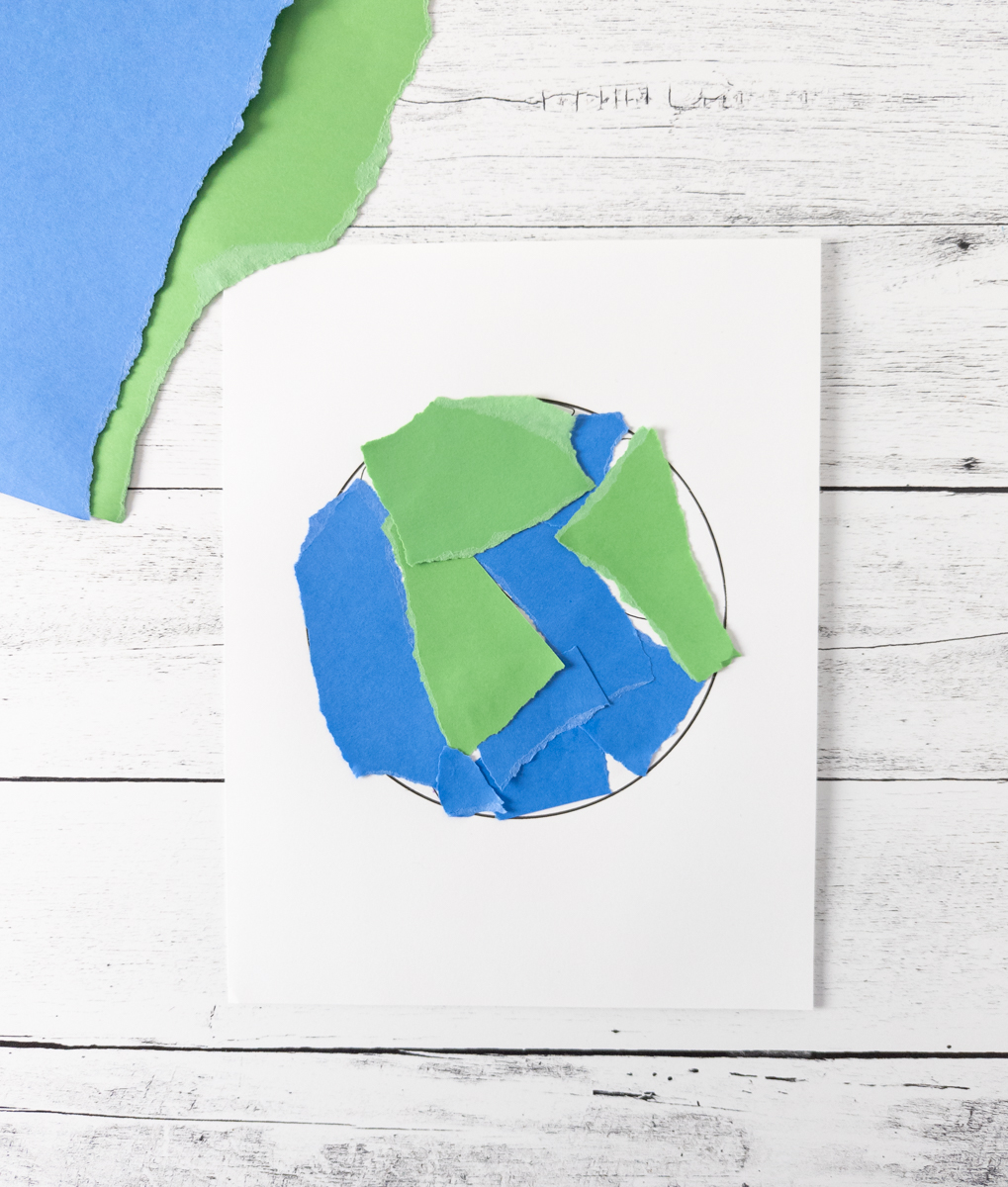 Torn Paper Earth Craft For Kids Free Printable Template