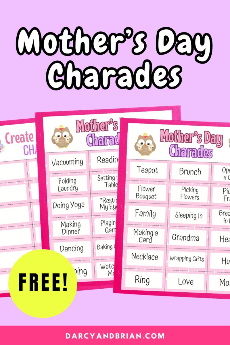 Mother's Day Charades | Free Printable Game for Kids