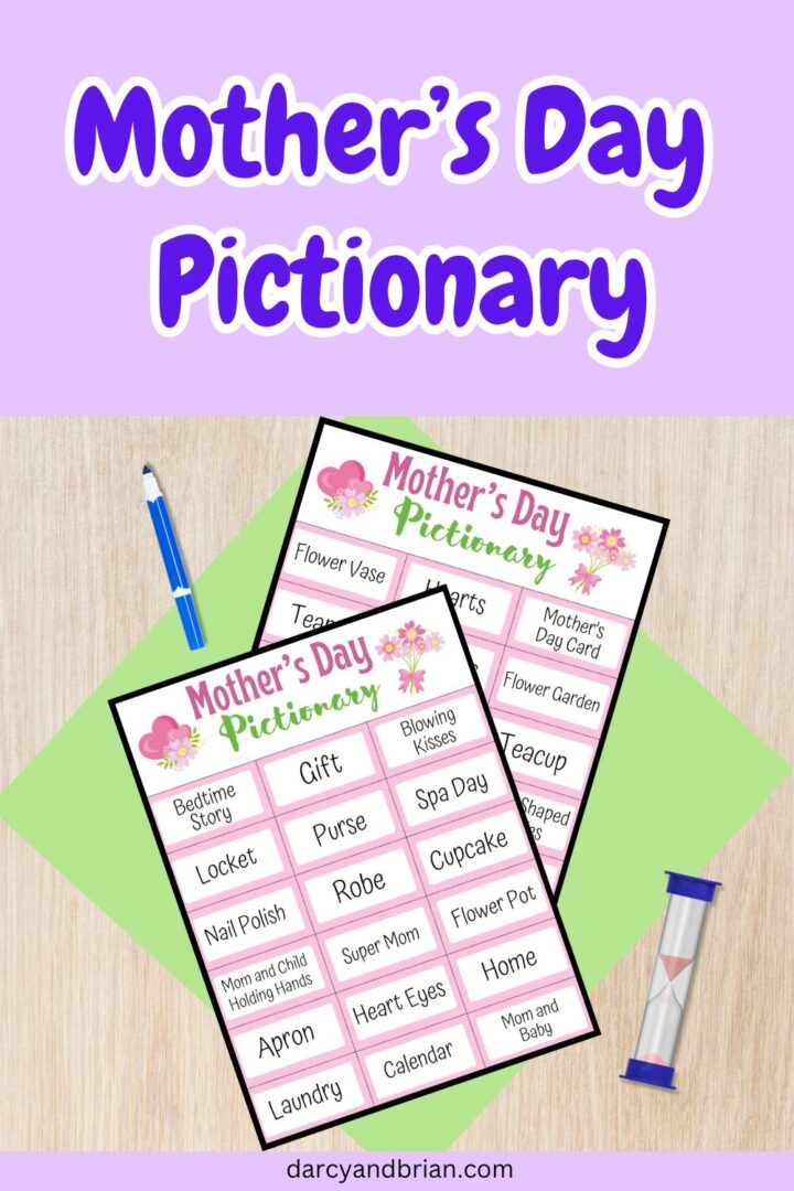 Mother's Day Pictionary Words - Fun Printable Game for Kids