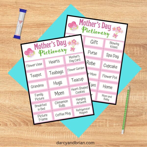 Mother's Day Pictionary Words - Fun Printable Game for Kids