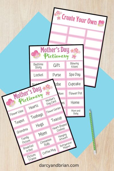 Mother's Day Pictionary Words - Fun Printable Game for Kids