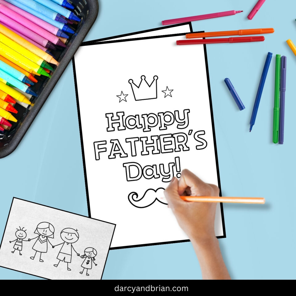 Free Printable Happy Father's Day Coloring Card for Kids