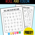 Preview of two pages of preschool math activity with summer themed items. Text at top says Summer Roll and Color. Lower corner says FREE in a yellow circle.