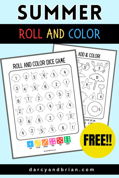 Summer Roll and Color Printable Game for Preschoolers