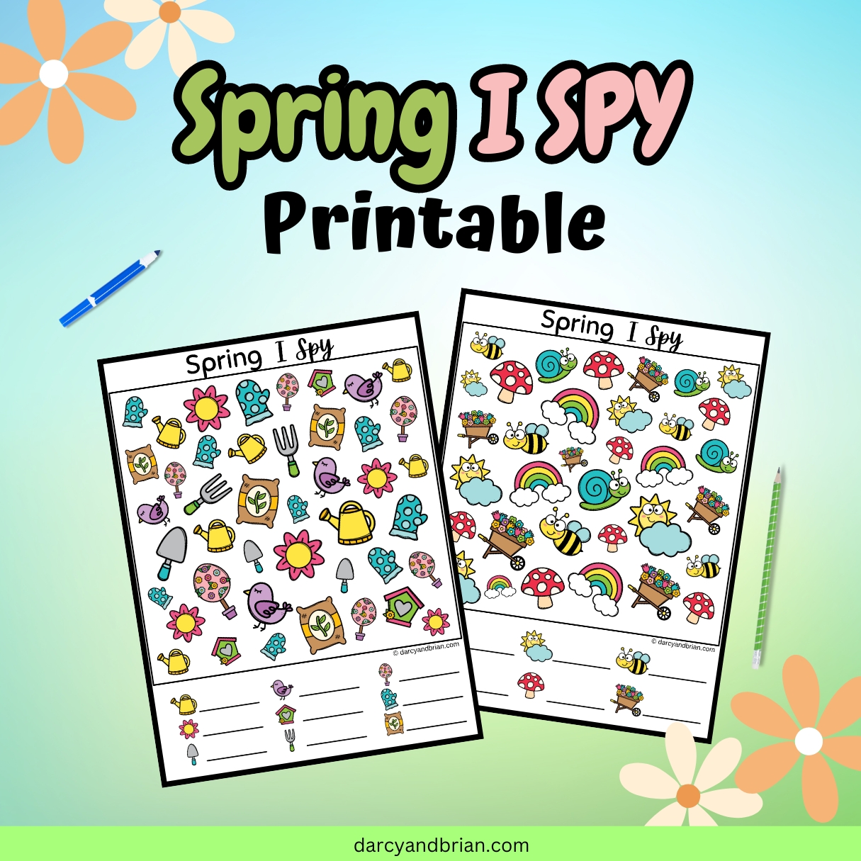 Spring I Spy Printable Worksheets for Kids