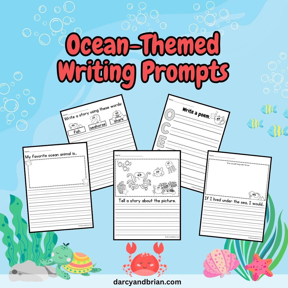 Ocean Themed Writing Prompts for Kids | Printable Worksheets