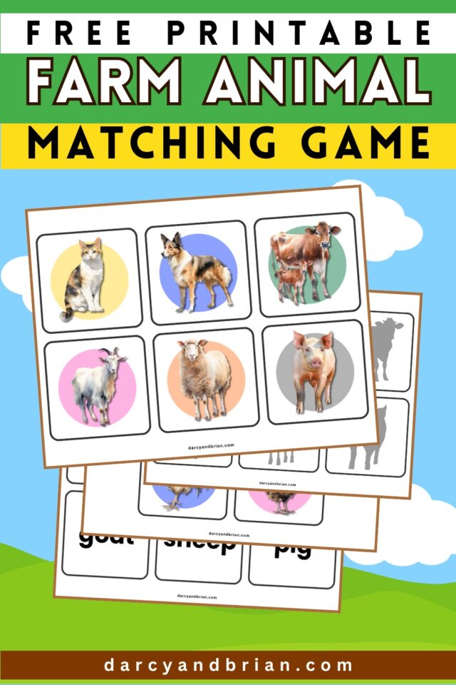 Farm Animal Matching Game Printable for Kids