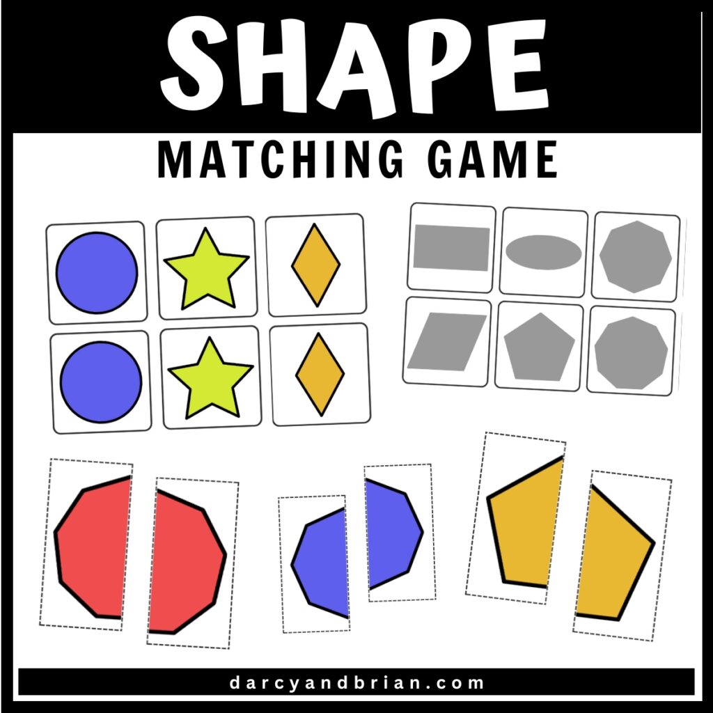 Mockup of game cards featuring 2d geometric shapes such as circles, stars, diamonds, pentagons.