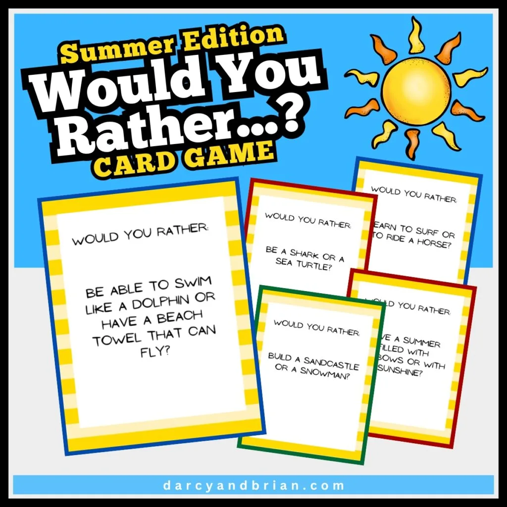 Printable Would You Rather Summer Questions for Kids