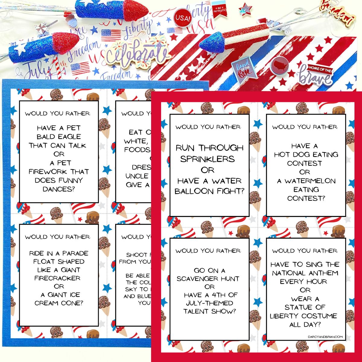 4th of July Would You Rather Questions - Printable Games for Kids