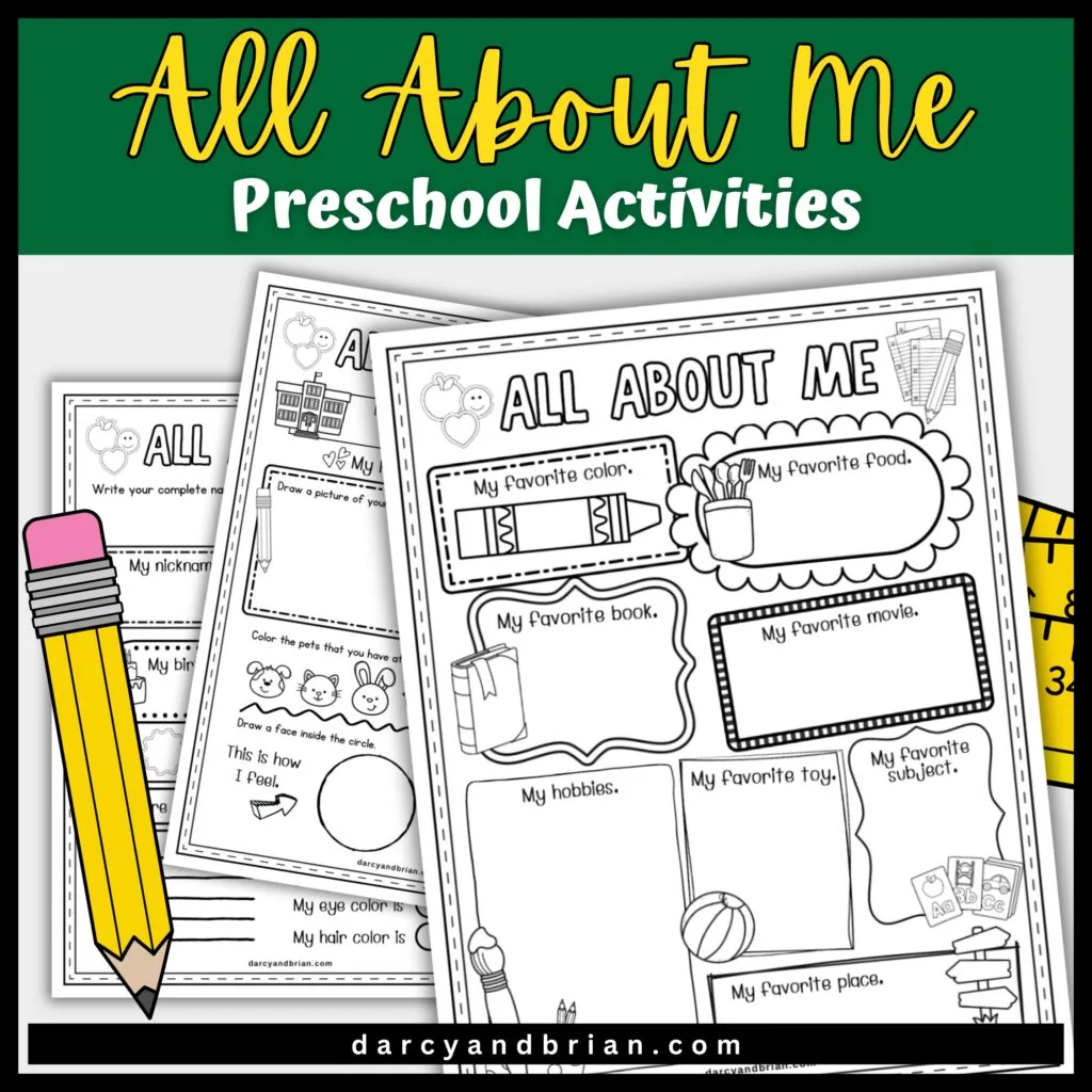 Mockup of the back to school activity pages to get to know each child.