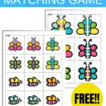 Mockup showing butterflies on a blue background. Text in the middle says Butterfly Matching Game.