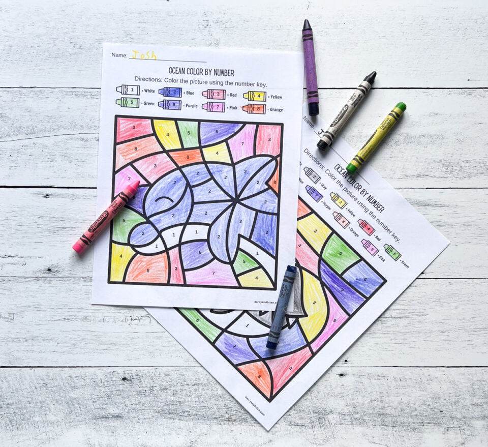 Free Printable Ocean Color By Number Worksheets