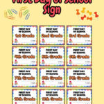 Mockup with printable grade level signs for teachers first day.