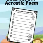 Preview of poetry worksheet featuring scarecrows on a colorful field background illustration.