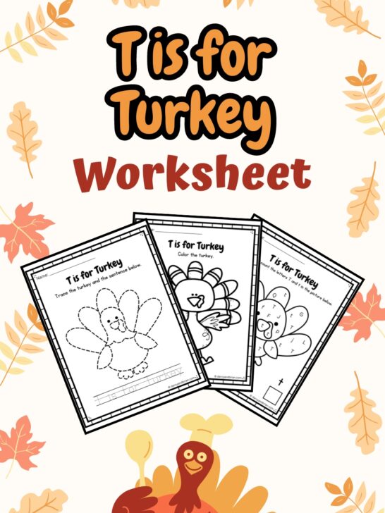 Worksheets with three pages placed in a Thanksgiving-themed background with some leaves and turkey design.