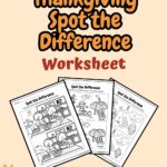 Three worksheet in the a pink background showcasing Thanksgiving Spot the Difference Worksheets for kids that comes with some Thanksgiving-themed decorations.