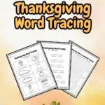 It has three pages placed in a light pink background with colorful leaves and pumpkins perfect for Thanksgiving-themed Tracing Activity.