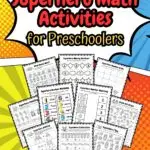 There are ten pages of Superhero Math printables with a bright colors as its design such as yellow, blue, and orange.