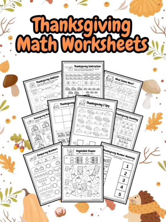 These contains 10 pages of Math worksheet for Thanksgiving holiday with some leaves designs in a light background.