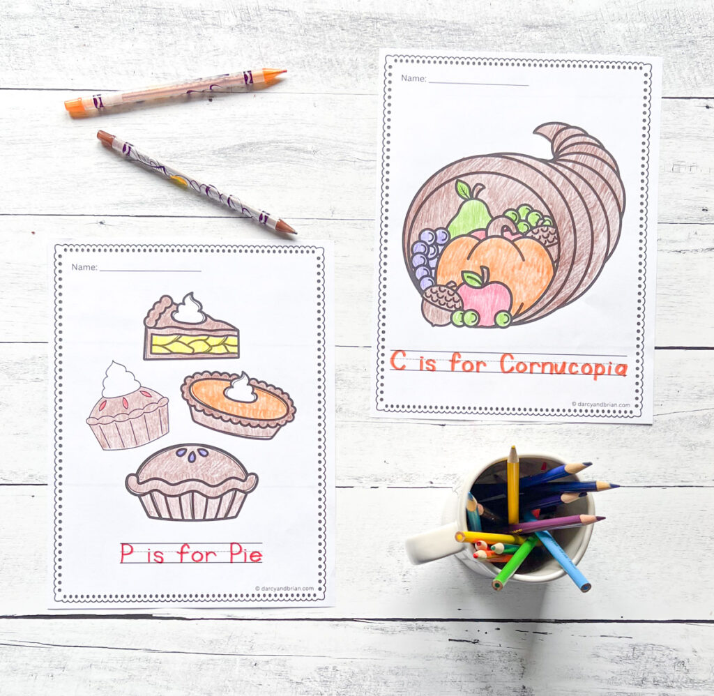 It has two completed pages of printables where kids can color and trace sentences, along the materials needed such as color pen, pencils, and more.