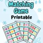 There are three pages of matching game worksheets in a snowy background.